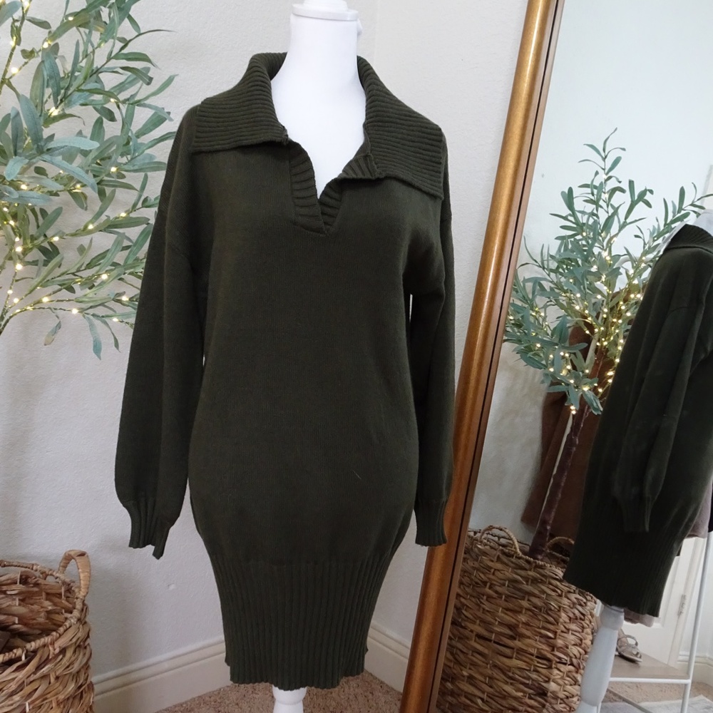 COLLARED SWEATER DRESS
